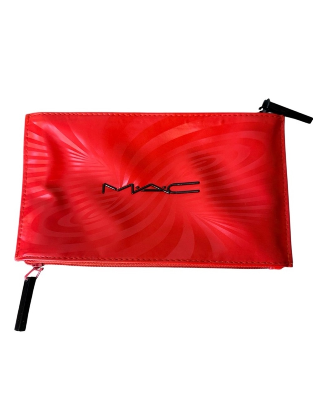 MAC COSMETICS Double Zipper Cosmetic Case Pouch Psychedelic Red Black Make Up